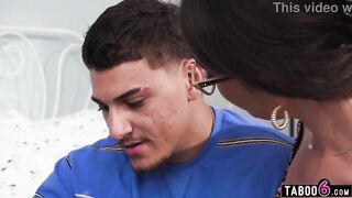 Curious Step Mom Introduces Her Son to a New Experience in the Bedroom