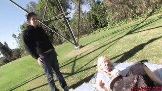 Blonde Beauty Brenya Flirts with Young Guy at the Park for a Steamy Encounter