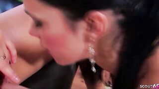 Skinny Girl talk to First Lesbo Fuck with Fit Cougar Neighbour