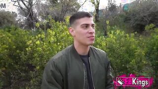 Steamy Outdoor Encounter: Busty Blonde and Young Lover Get Adventurous!