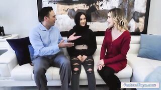 Curious Encounter: Stepdaughter's Secret Affair with Stepdad Caught by Blonde Stepmom - Aiden Ashley & Jazmin Luv in a Steamy Threesome!