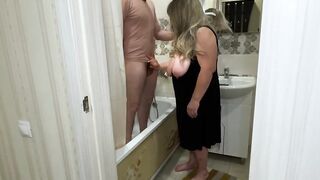 Curious BBW Surprises Him in the Bathroom with a Bold Move!