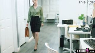 Intense Office Encounter: Personal Assistant and Her Confident Boss Share a Steamy Connection