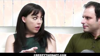 CreepyTherapy - Big Tits MILF Therapist Uses Sex Techniques & Joins In Teen Stepdaughter & Stepdad Family Session