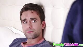 Steamy Encounters: Stepdad's Girlfriend Takes Charge in the Living Room!