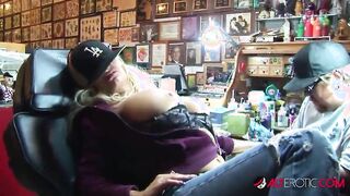 Curvy Blonde Star Shows Off Her Assets While Getting Inked on Camera - Featuring Shyla Stylez!