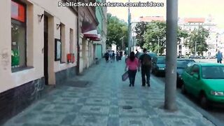 Adventurous Girl Enjoys Outdoor Pleasure in Public Spaces