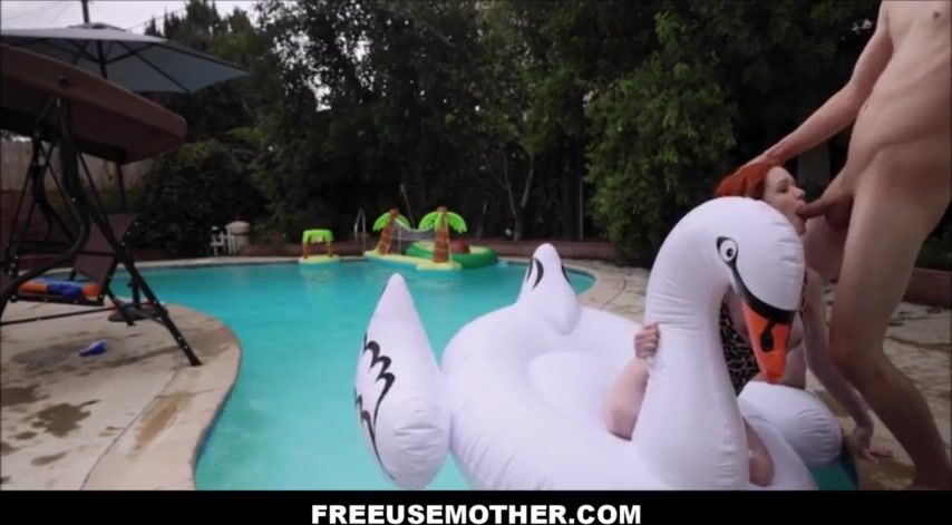 Curious Redhead Stepmom Enjoys a Relaxing Day in the Sun with Her Stepson's Playful Company