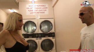 Blonde slut with huge tits gets the big dick after she hooked up