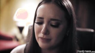 Big tits brunette confesses her sins to her priest and asks for absolution.He will give it to her if she gives something to him.Shocked but desperate she lets the old priest suck her tits and sucks off his huge cock.He fucks and licks her hairy pussy