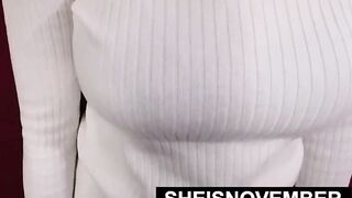 American Vixen Greatest Breasts On Busty Exotic Geek Sheisnovember Monster Busty Rack Squeezed, Posing In Underwear, With Ebony Nipples And A Pretty Smile While Holding Her Tatas, Mouth Open By Msnovember