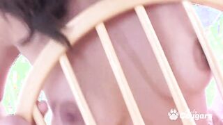 Natural boobs Sakura jumping on huge cock