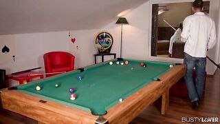 Busty Pool Table Action With Bombshell Anissa Kate Blowing & Riding Fat Cock