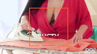 Hot pornstar Themis Thunder sucks big cock and gets her mega tits fucked