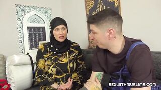This busty beautiful woman in sexy hijab really knows, how to suck hard dick