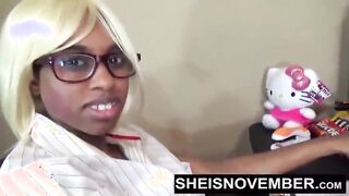 I Pressured My Clerical Secretary Into Riding My Horny Big Dick BBC On Her Desk, Cute Ebony Whore Sheisnovember Wet Pussy Getting Fuck Missionary With Big Boobs And Areolas Bouncing, Poking Out Her Brown Booty And Asshole, by Msnovember