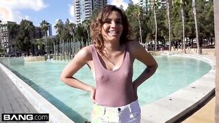 Teen Eve Ellwood amateur POV blowjob & fuck in a car