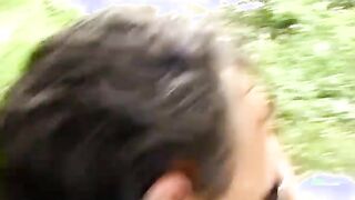 Amateur double embrace in the woods