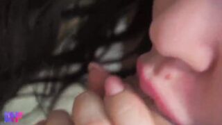 Close up amateur blowjob, dripping cum
