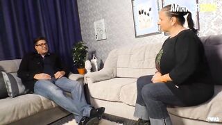 AMATEUR EURO - Hot Brunette BBW Hanne Blows And Rides His New Life Partner Hardcore