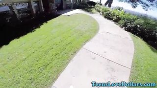 Real amateur pov rides cock for cash and gets cummed