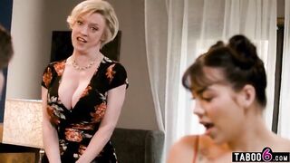 Mature step mom helps step son to stay pure by teaching him anal sex