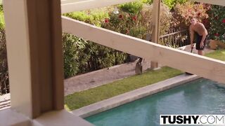 TUSHY Curvy blonde gets her ass gaped