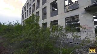 HUNT4K. Nasty young brunette experienced good anal sex among ruins