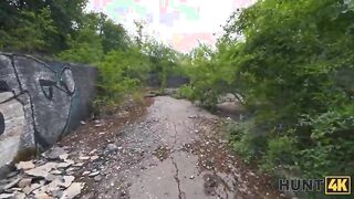 HUNT4K. Nasty young brunette experienced good anal sex among ruins