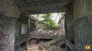 HUNT4K. Nasty young brunette experienced good anal sex among ruins