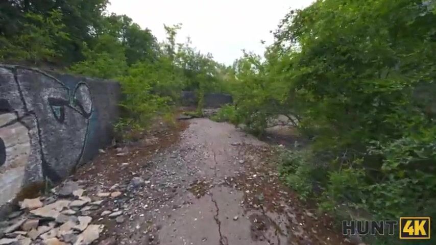 HUNT4K. Nasty young brunette experienced good anal sex among ruins