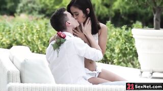 Spanish babe Ginebra Bellucci is seducing her guy.She lets him grab her breasts while masturbating her clit.Then she bends over and gets ass fucked