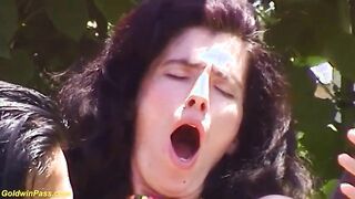 skinny hairy bush limber stepsister gets deep fingered and rough ass fucked in public by her big dick stepbrother