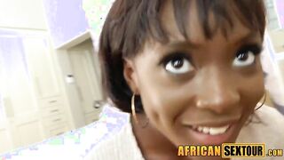 Hot black teen amateur from Africa deepthroat BJ and loves ass fucking