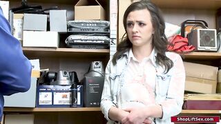 Sneaky brunette shoplifter assfucked by loss prevention officer