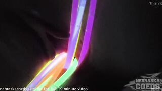 spinner blonde european teen gaping her pussy hole with glowsticks