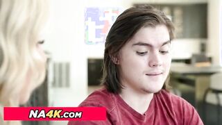 Blonde Beauty and Her Boyfriend's Son Share an Intimate Encounter Alone