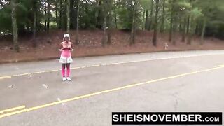 Curvy Cutie Struggles with Stuck Panties While Giving a Steamy Outdoor Performance - Watch Her Bold Moves!
