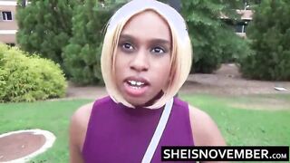 My Young Black Student Convinced Me To Fuck Her Hardcore Doggystyle For A Grade, With Her Big Boobs And Brown Areolas Flash Outdoors On Campus, Petite Black Whore Sheisnovember Have Rough Sex With Big Cock While Her Big Ass Out, By Msnovember