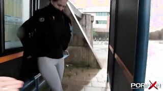 Trashy amateur teen honey pissing in her pants in public and kissing a stranger