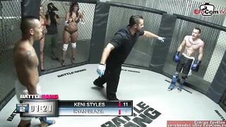 Locker Room Encounter: Fighter's Wild Moment with a Brunette After the Match