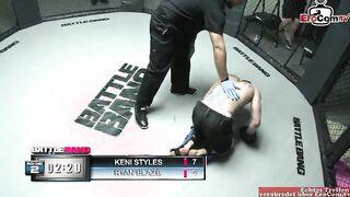 Locker Room Encounter: Fighter's Wild Moment with a Brunette After the Match