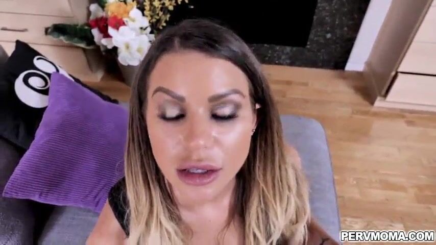 Stepmom works out in front of stepson and sits in front of him for a blowjob!