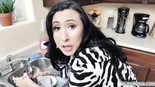 Stepmom Lily Lane Teases with Her Playful Moves in the Kitchen!