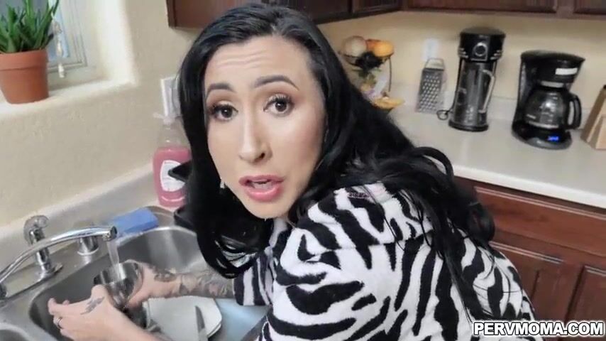 Stepmom Lily Lane Teases with Her Playful Moves in the Kitchen!