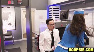 Curvy Flight Attendant Gets Adventurous with a Well-Endowed Security Agent