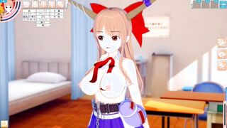 [Eroge Koikatsu! ] Touhou project Ibuki Mika's boobs rubbed and Nio standing handjob fellatio sex after having you serve! Big Breasts Hentai [Hentai Game Toho]