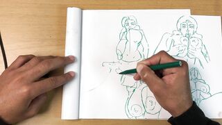 Captivating Marker Art of Busty Beauties in Playful Poses | Stunning Curves and Creative Sketches