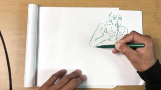 Captivating Marker Art of Busty Beauties in Playful Poses | Stunning Curves and Creative Sketches