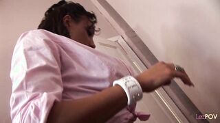Brunette Beauty Teases Her Boss During Interview, Leading to an Unexpected Encounter with a Toy!